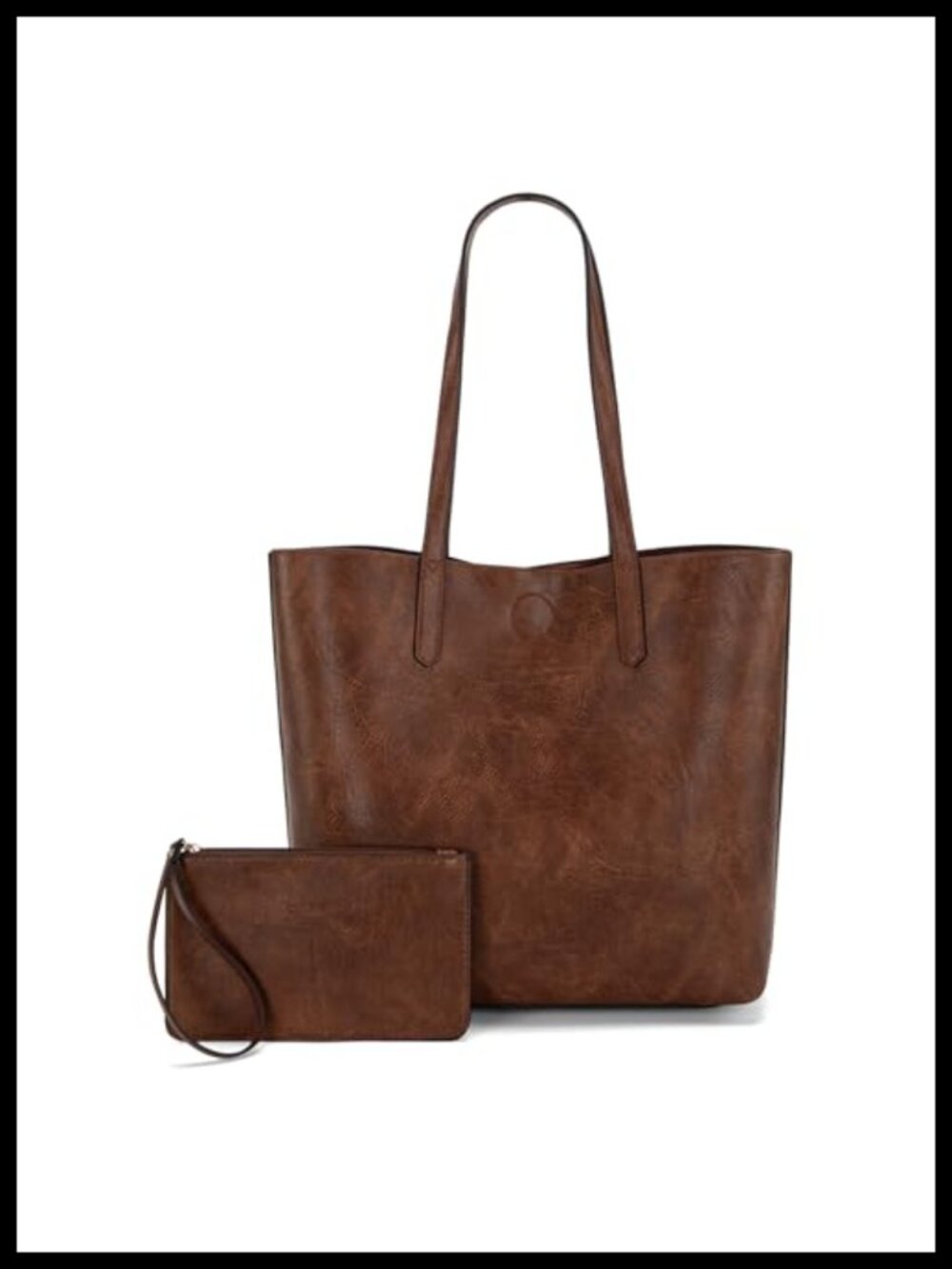 Faux Leather Hobo Tote Bag Top Handle Shoulder Purse with Pouch